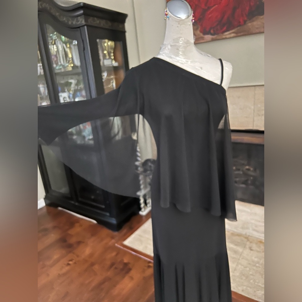 Ballroom Smooth one shoulder practice dance dress black - Picture 2 of 14